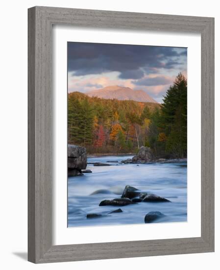 Maine, West Branch of the Penobscot River and Mount Katahdin in Baxter State Park, USA-Alan Copson-Framed Photographic Print