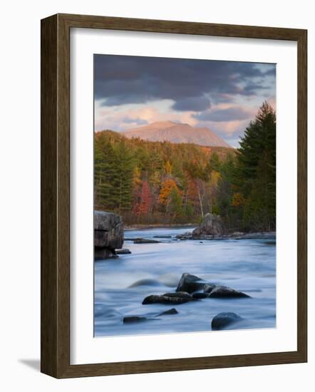 Maine, West Branch of the Penobscot River and Mount Katahdin in Baxter State Park, USA-Alan Copson-Framed Photographic Print