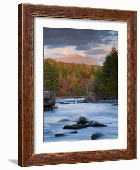 Maine, West Branch of the Penobscot River and Mount Katahdin in Baxter State Park, USA-Alan Copson-Framed Photographic Print