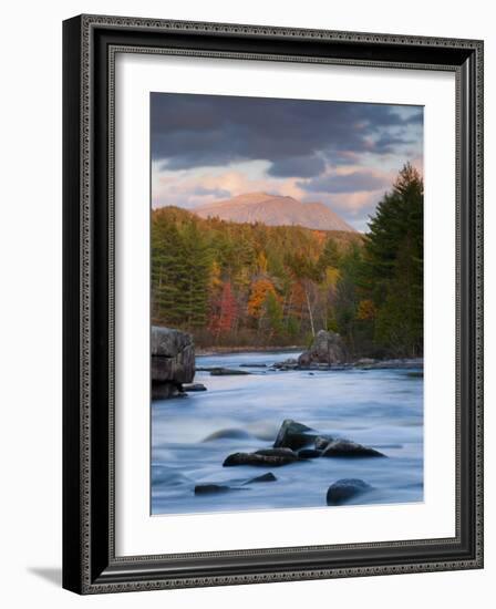 Maine, West Branch of the Penobscot River and Mount Katahdin in Baxter State Park, USA-Alan Copson-Framed Photographic Print