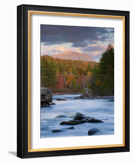 Maine, West Branch of the Penobscot River and Mount Katahdin in Baxter State Park, USA-Alan Copson-Framed Photographic Print