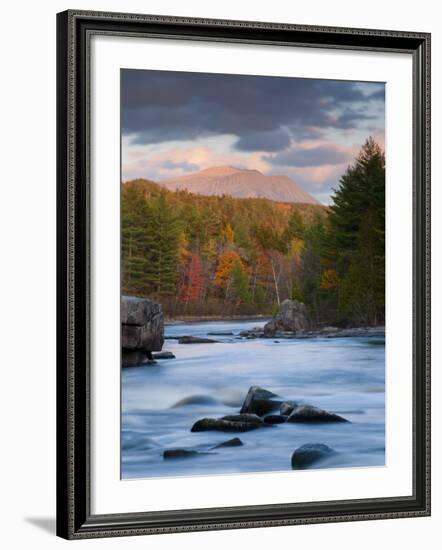 Maine, West Branch of the Penobscot River and Mount Katahdin in Baxter State Park, USA-Alan Copson-Framed Photographic Print