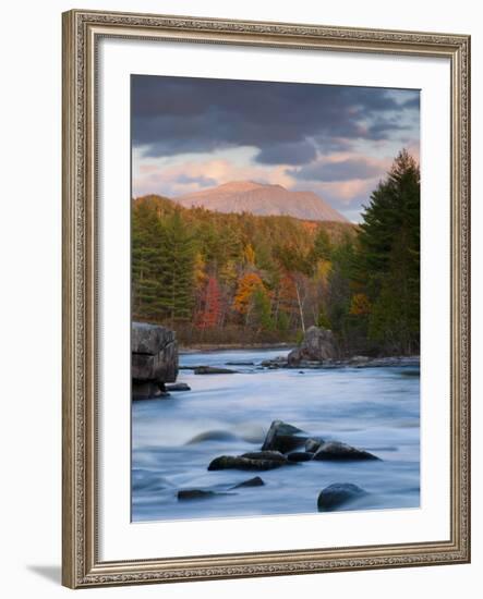 Maine, West Branch of the Penobscot River and Mount Katahdin in Baxter State Park, USA-Alan Copson-Framed Photographic Print