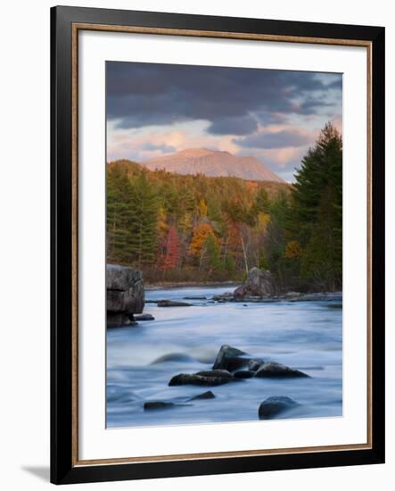 Maine, West Branch of the Penobscot River and Mount Katahdin in Baxter State Park, USA-Alan Copson-Framed Photographic Print