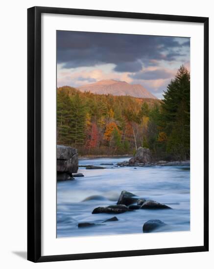 Maine, West Branch of the Penobscot River and Mount Katahdin in Baxter State Park, USA-Alan Copson-Framed Photographic Print