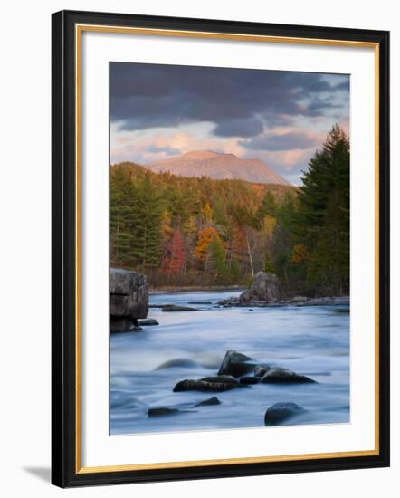 Maine, West Branch of the Penobscot River and Mount Katahdin in Baxter State Park, USA-Alan Copson-Framed Photographic Print