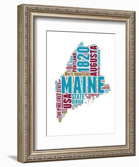Maine Word Cloud Map-NaxArt-Framed Art Print