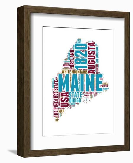 Maine Word Cloud Map-NaxArt-Framed Art Print