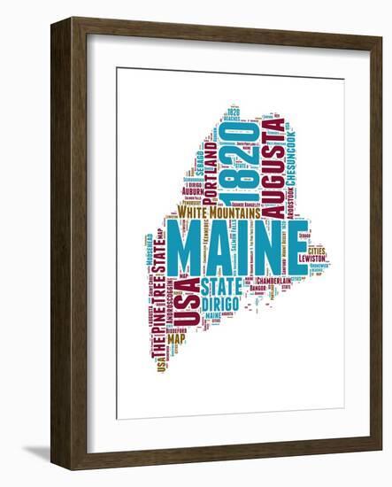 Maine Word Cloud Map-NaxArt-Framed Art Print