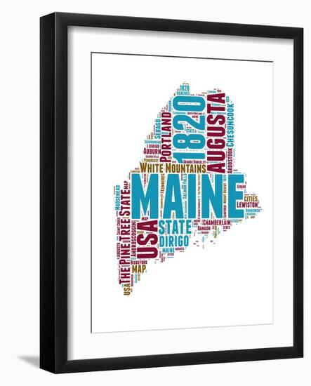 Maine Word Cloud Map-NaxArt-Framed Art Print