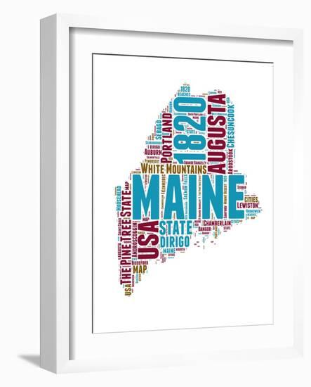 Maine Word Cloud Map-NaxArt-Framed Art Print