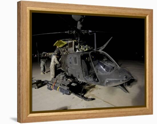 Maintenance Crew Works on Servicing the OH-58 Kiowa before its Next Mission-Stocktrek Images-Framed Premier Image Canvas