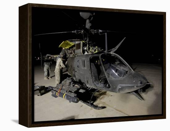 Maintenance Crew Works on Servicing the OH-58 Kiowa before its Next Mission-Stocktrek Images-Framed Premier Image Canvas