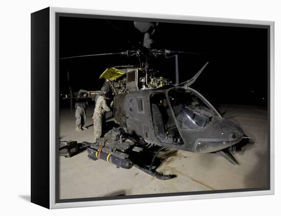 Maintenance Crew Works on Servicing the OH-58 Kiowa before its Next Mission-Stocktrek Images-Framed Premier Image Canvas