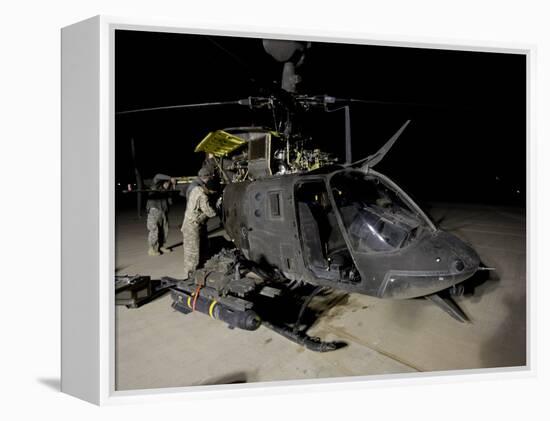 Maintenance Crew Works on Servicing the OH-58 Kiowa before its Next Mission-Stocktrek Images-Framed Premier Image Canvas