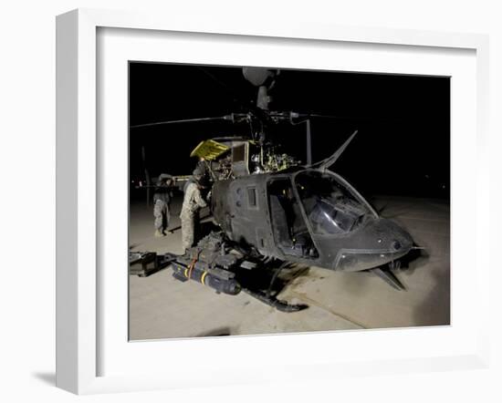 Maintenance Crew Works on Servicing the OH-58 Kiowa before its Next Mission-Stocktrek Images-Framed Photographic Print