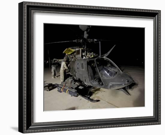 Maintenance Crew Works on Servicing the OH-58 Kiowa before its Next Mission-Stocktrek Images-Framed Photographic Print