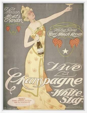 Maison Moet Et Chandon, Vive La Champagne White Starby Carl Munch Lassen,  Poster' Giclee Print