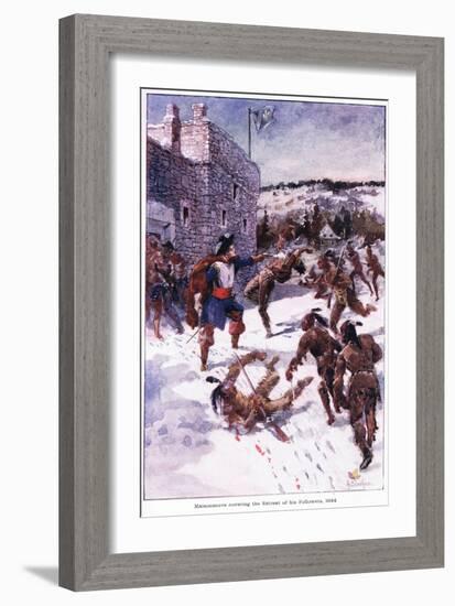 Maisonneuve Covering the Retreat of His Followers 1644, C.1920-Henry Sandham-Framed Giclee Print