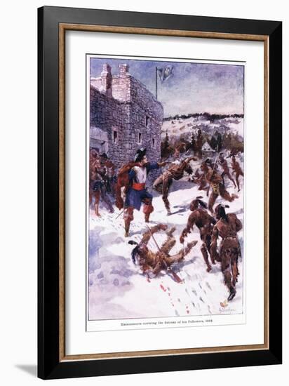 Maisonneuve Covering the Retreat of His Followers 1644, C.1920-Henry Sandham-Framed Giclee Print