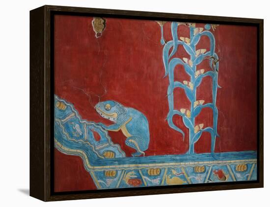 Maize Plant and Toad, Reconstruction of Mural Painting, New Excavations, Cacaxtla, Mayan Style-null-Framed Premier Image Canvas