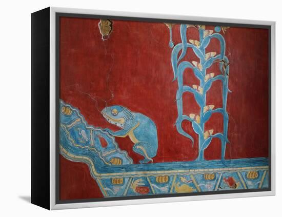 Maize Plant and Toad, Reconstruction of Mural Painting, New Excavations, Cacaxtla, Mayan Style-null-Framed Premier Image Canvas