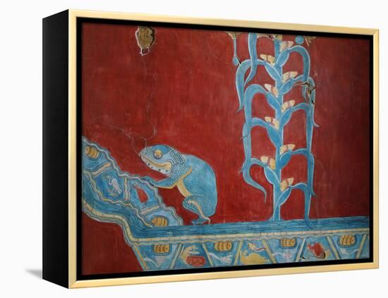 Maize Plant and Toad, Reconstruction of Mural Painting, New Excavations, Cacaxtla, Mayan Style-null-Framed Premier Image Canvas