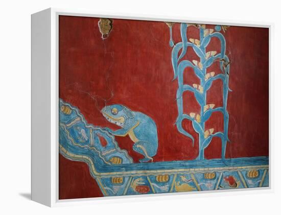 Maize Plant and Toad, Reconstruction of Mural Painting, New Excavations, Cacaxtla, Mayan Style-null-Framed Premier Image Canvas