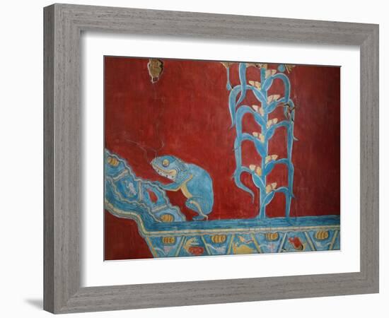 Maize Plant and Toad, Reconstruction of Mural Painting, New Excavations, Cacaxtla, Mayan Style-null-Framed Giclee Print