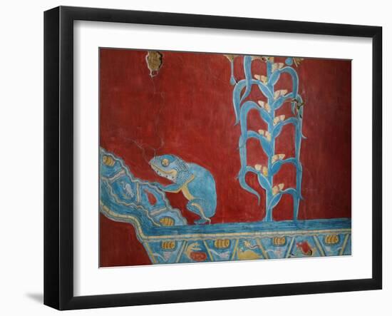 Maize Plant and Toad, Reconstruction of Mural Painting, New Excavations, Cacaxtla, Mayan Style-null-Framed Giclee Print
