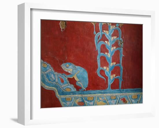 Maize Plant and Toad, Reconstruction of Mural Painting, New Excavations, Cacaxtla, Mayan Style-null-Framed Giclee Print