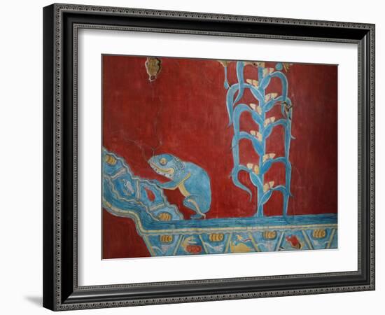 Maize Plant and Toad, Reconstruction of Mural Painting, New Excavations, Cacaxtla, Mayan Style-null-Framed Giclee Print