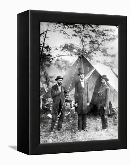 Maj. Allan Pinkerton, US President Abraham Lincoln and Gen. John McClernand, during the Civil War-Alexander Gardner-Framed Premier Image Canvas