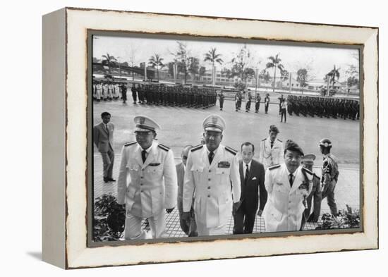 Maj. Gen. Thien Khiem (L), Gen. Van Minh Duong (2L), and Gen. Khanh Saigon, Vietnam, 1964-Larry Burrows-Framed Premier Image Canvas