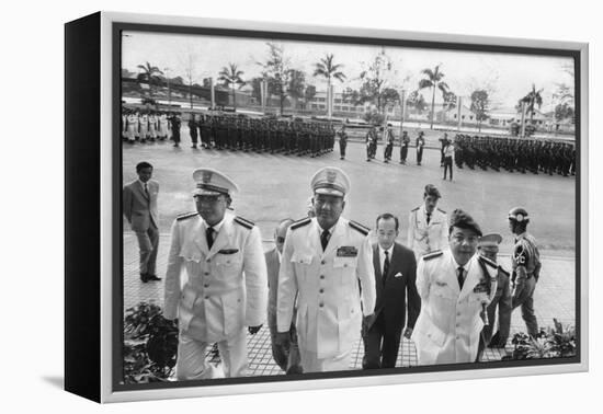 Maj. Gen. Thien Khiem (L), Gen. Van Minh Duong (2L), and Gen. Khanh Saigon, Vietnam, 1964-Larry Burrows-Framed Premier Image Canvas