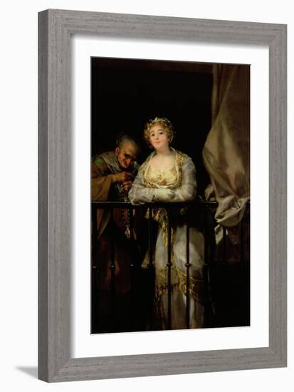 Maja and Celestina on a Balcony, 1805-12-Francisco de Goya-Framed Giclee Print