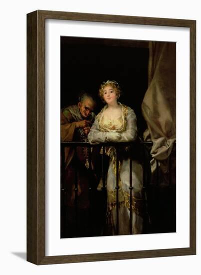 Maja and Celestina on a Balcony, 1805-12-Francisco de Goya-Framed Giclee Print