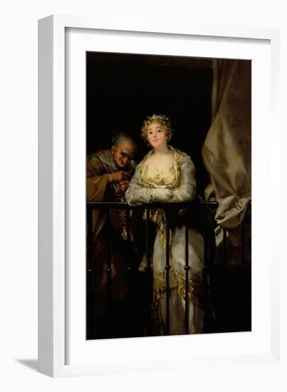 Maja and Celestina on a Balcony, 1805-12-Francisco de Goya-Framed Giclee Print