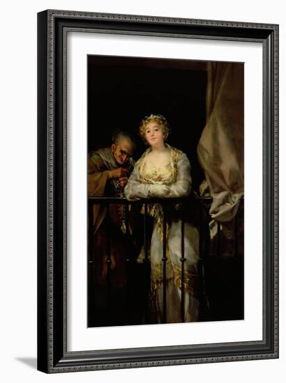 Maja and Celestina on a Balcony, 1805-12-Francisco de Goya-Framed Giclee Print