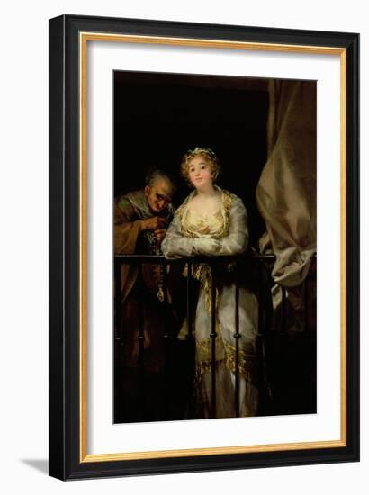 Maja and Celestina on a Balcony, 1805-12-Francisco de Goya-Framed Giclee Print