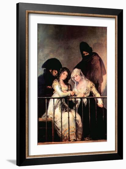 Majas on a Balcony-Francisco de Goya-Framed Art Print