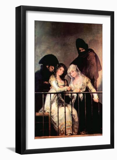 Majas on a Balcony-Francisco de Goya-Framed Art Print