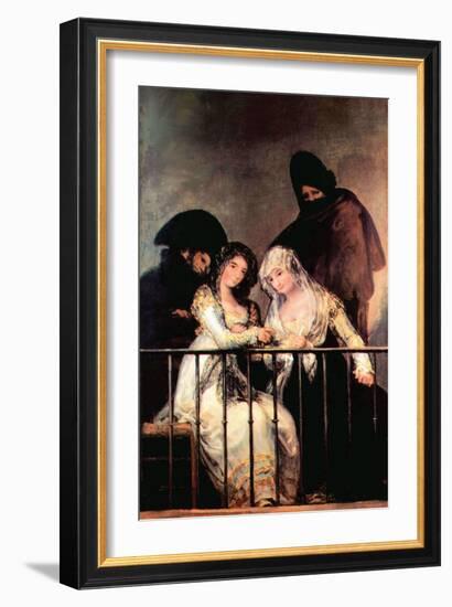 Majas on a Balcony-Francisco de Goya-Framed Art Print