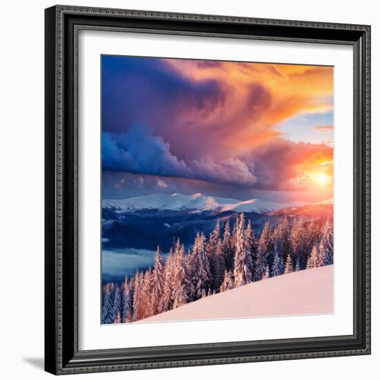 Majestic Landscape Glowing by Sunlight in the Morning. Dramatic and Picturesque Wintry Scene. Locat-Creative Travel Projects-Framed Photographic Print