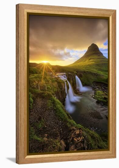 Majestic Midnight Sun at Kirkjufell, Iceland-Vincent James-Framed Premier Image Canvas