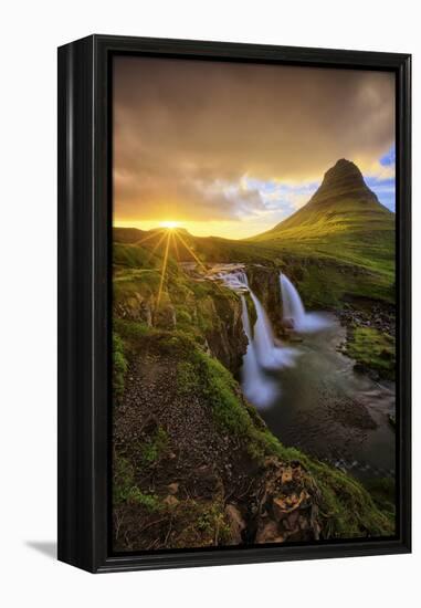 Majestic Midnight Sun at Kirkjufell, Iceland-Vincent James-Framed Premier Image Canvas