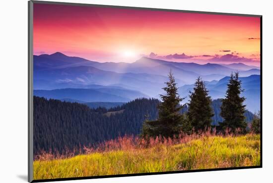 Majestic Morning Mountain Landscape with Colorful Cloud. Dramatic Sky. Carpathian, Ukraine, Europe.-Leonid Tit-Mounted Photographic Print