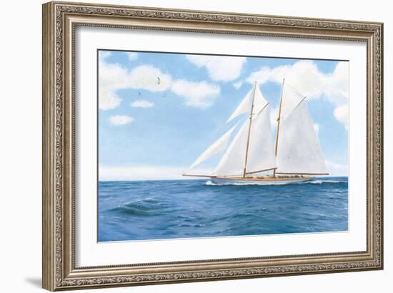 Majestic Sailboat White Sails-James Wiens-Framed Art Print