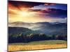 Majestic Sunset in the Mountains Landscape. Dramatic Sky. Carpathian, Ukraine, Europe.-Leonid Tit-Mounted Photographic Print