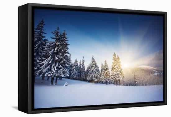 Majestic Sunset in the Winter Mountains Landscape. HDR Image-Leonid Tit-Framed Premier Image Canvas